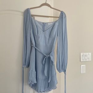 Long Sleeve Baby Blue Mini Dress